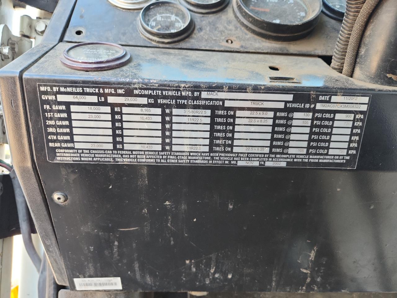 2003 MACK All models VIN 1M2AC07CX3M008322 photo 10