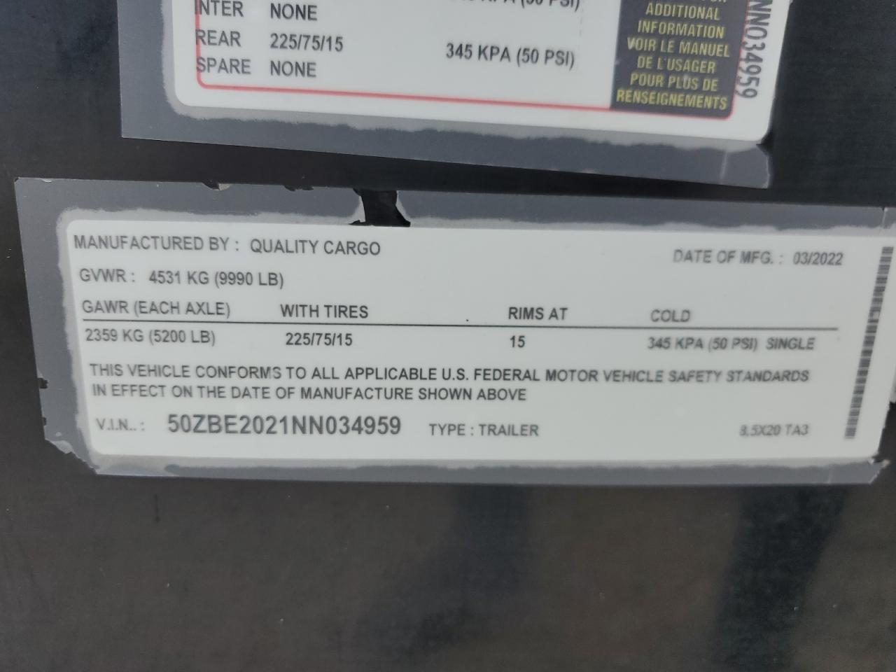 2022 QUALITY Unknown VIN 50ZBE2021NN034959 photo 10