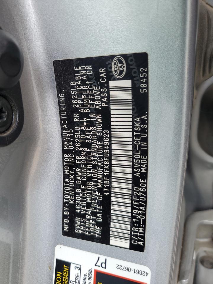 2015 TOYOTA Camry VIN 4T1BF1FK8FU949623 photo 12