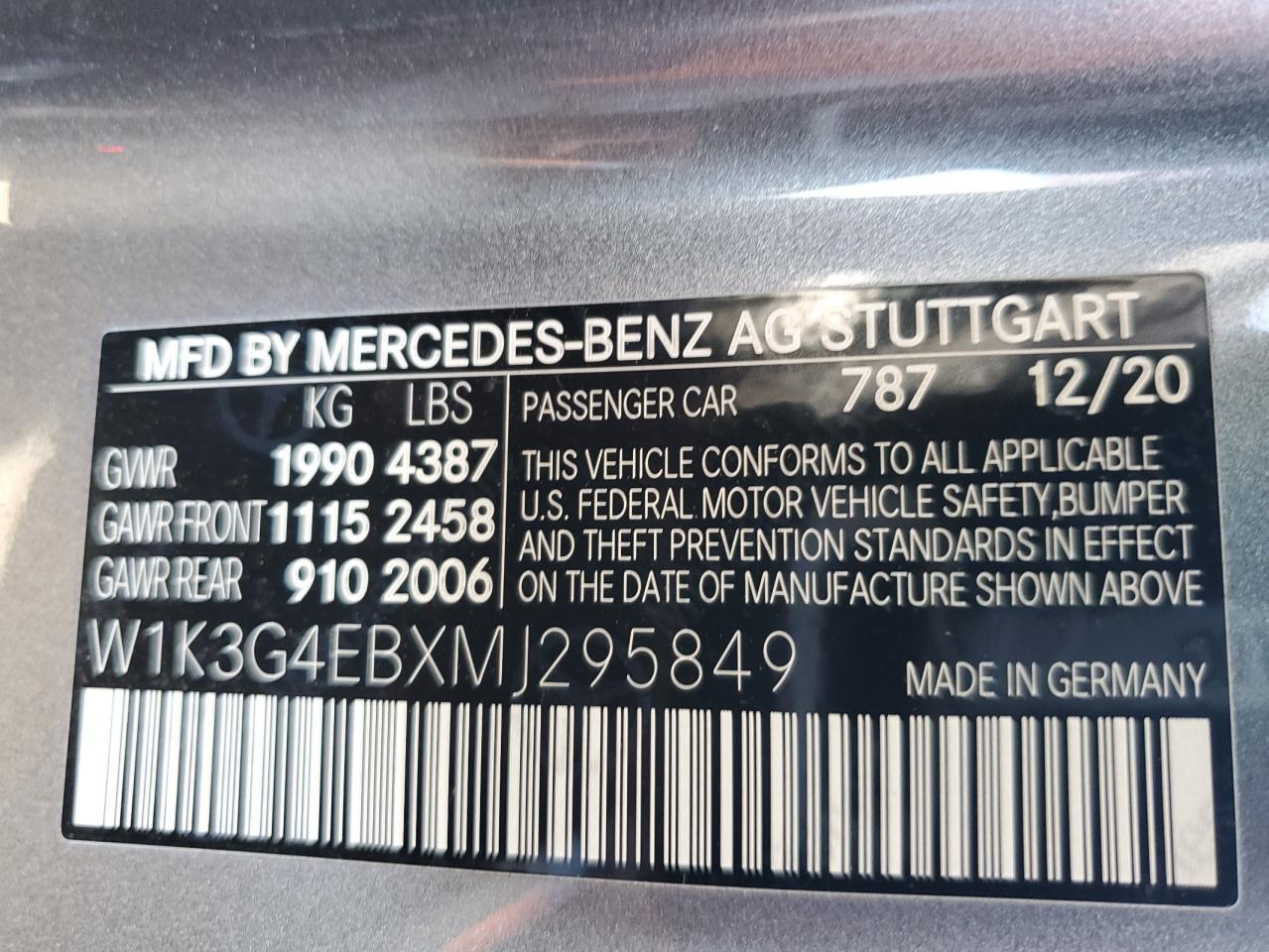 2021 MERCEDES-BENZ A-class VIN W1K3G4EBXMJ295849 photo 12