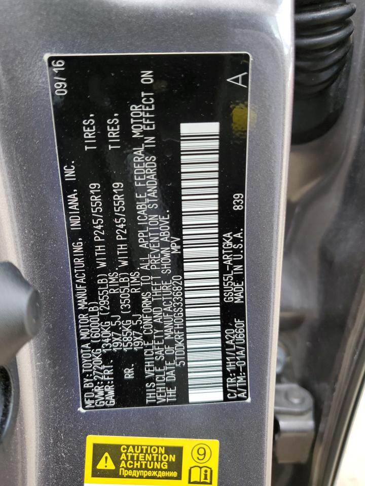 2016 TOYOTA Highlander VIN 5TDDKRFH0GS336820 photo 12