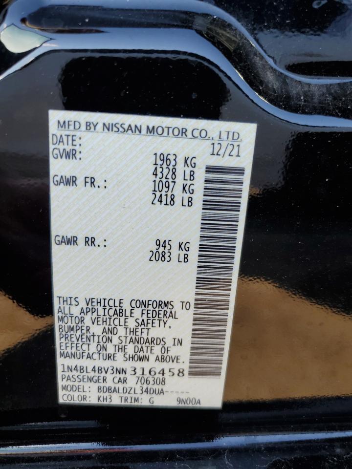 2022 NISSAN Altima VIN 1N4BL4BV3NN316458 photo 12
