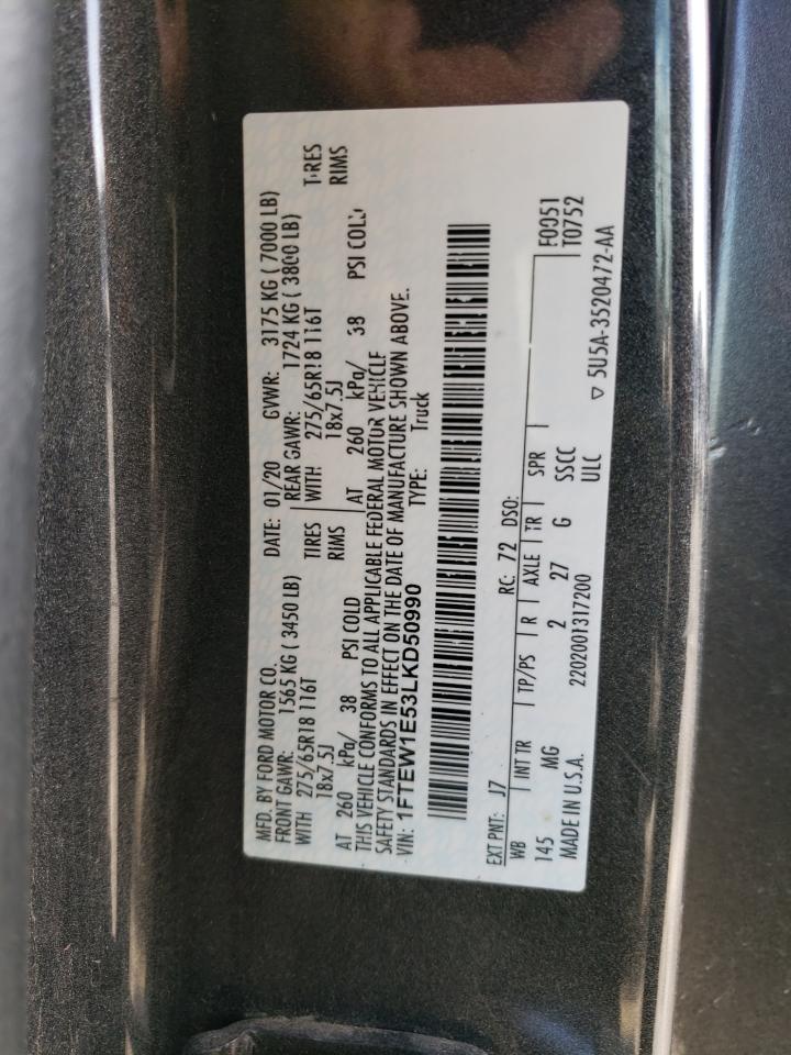 2020 Ford F-150 VIN 1FTEW1E53LKD50990 photo 12