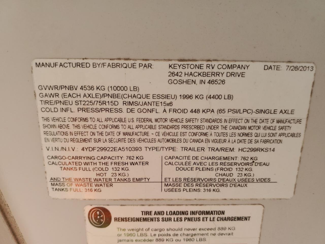2014 KEYSTONE Cougar VIN 4YDF29922EA510393 photo 10