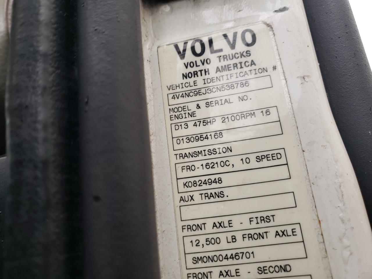 2012 VOLVO Vn VIN 4V4NC9EJ3CN538786 photo 10