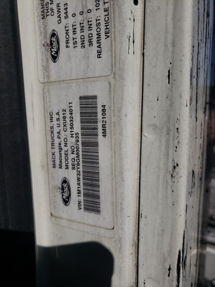 2016 MACK 600 CXU600 VIN 1M1AW32Y8GM007935 photo 10