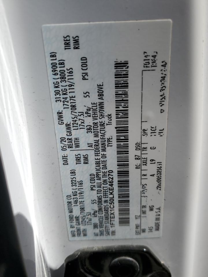 2020 FORD F-150 VIN 1FTEX1C50LKE46270 photo 12