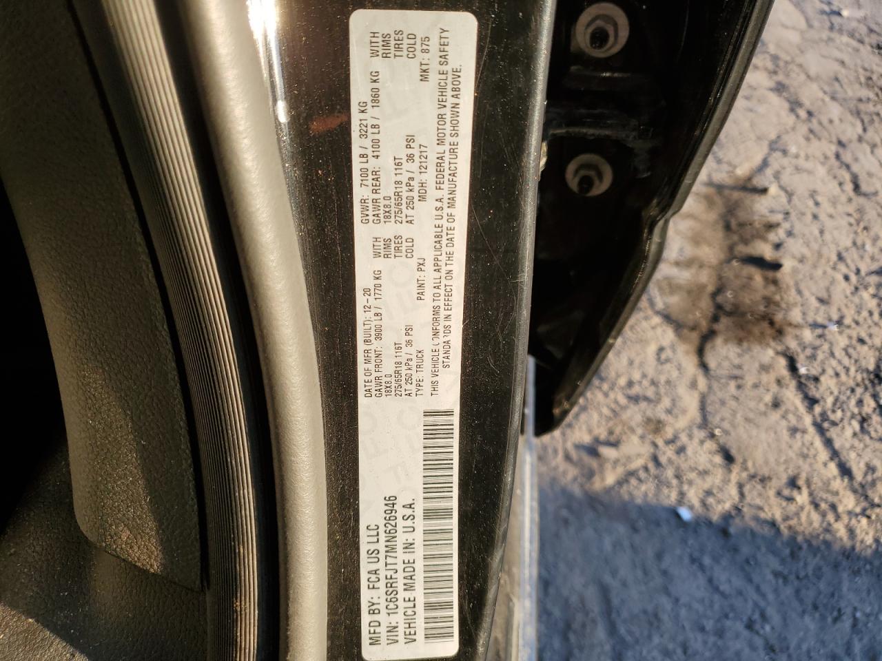 2021 RAM 1500 VIN 1C6SRFJT7MN626946 photo 12