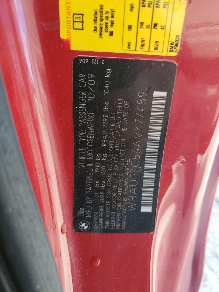 2010 BMW 1 series VIN WBAUP7C56AVK77489 photo 12