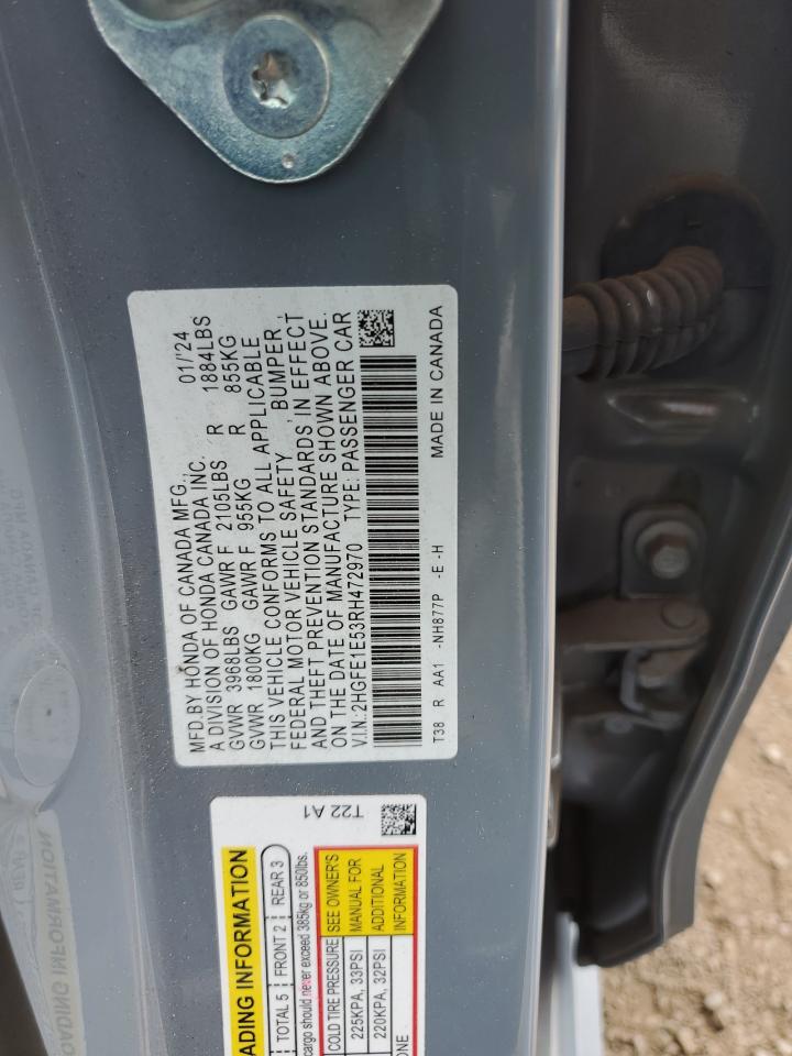 2024 Honda Civic VIN 2HGFE1E53RH472970 photo 12