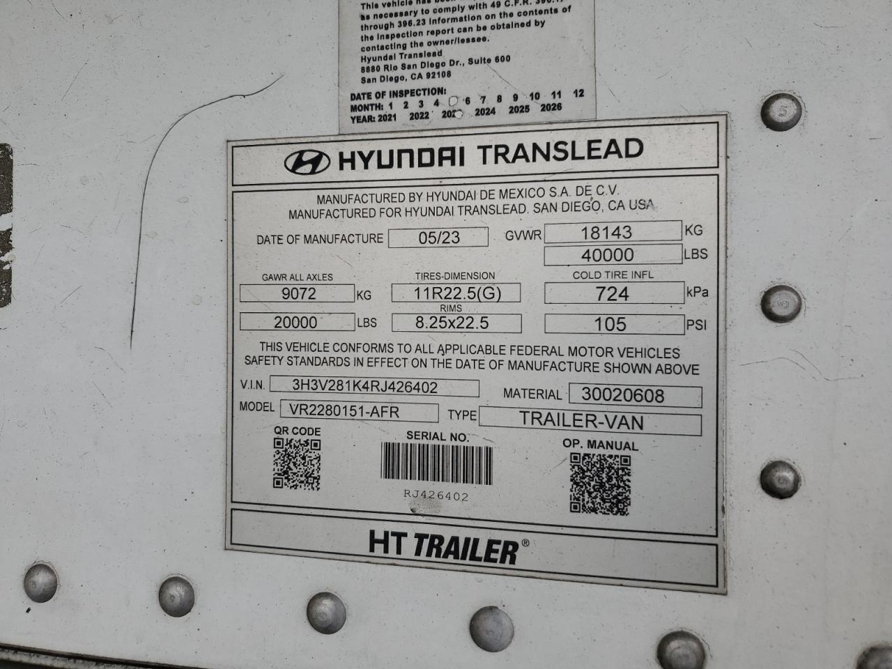 2024 HYTR Trailer VIN 3H3V281K4RJ426402 photo 10
