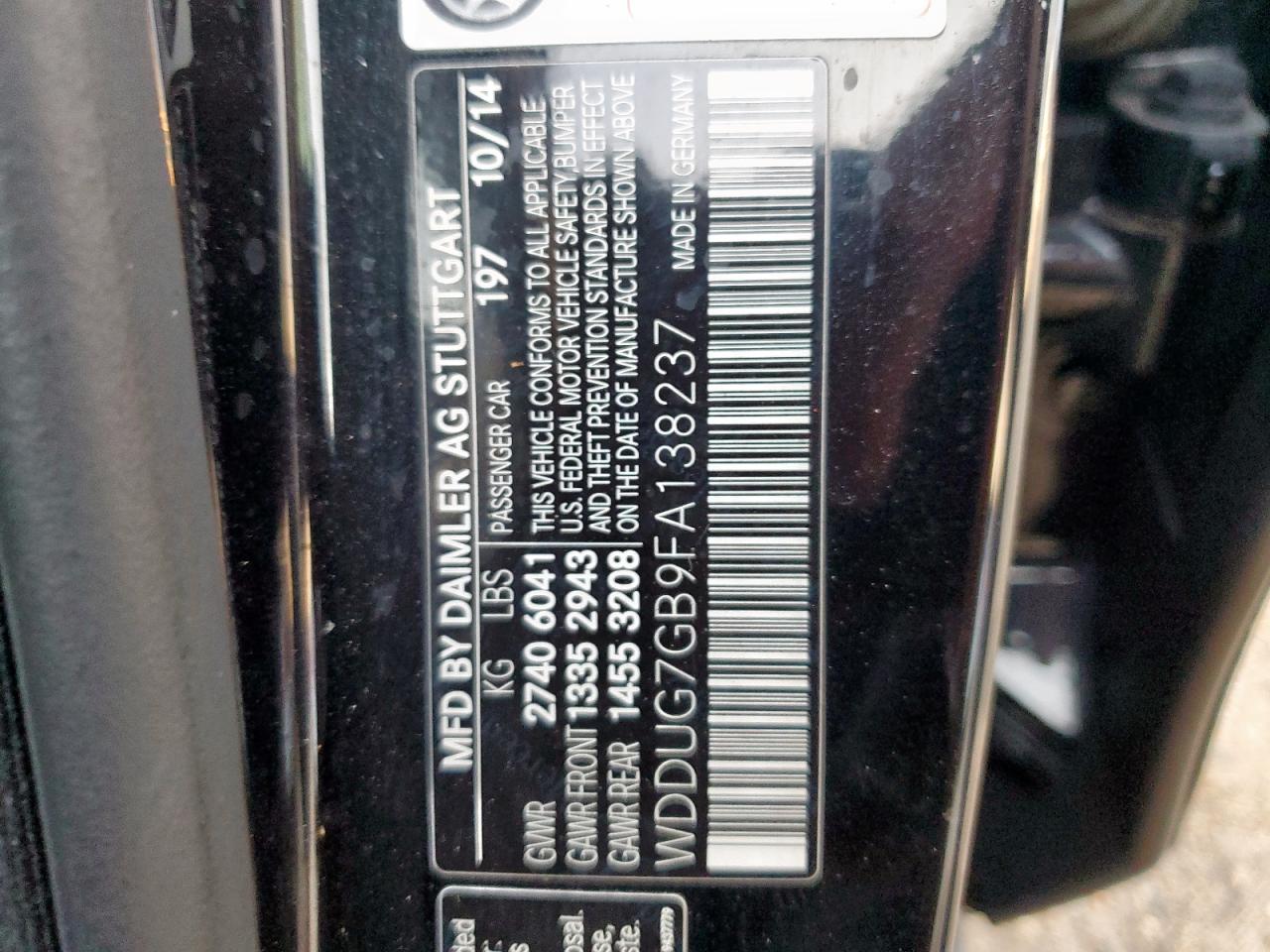 2015 Mercedes-Benz S class VIN WDDUG7GB9FA138237 photo 12
