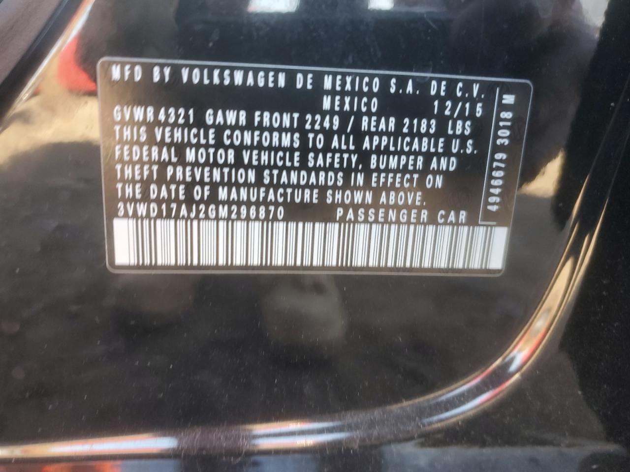 2016 Volk Jetta VIN 3VWD17AJ2GM296870 photo 12