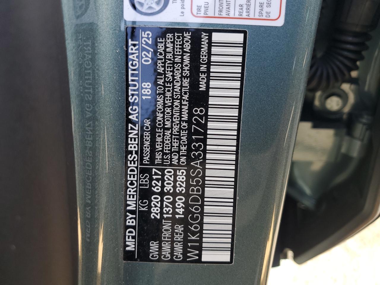 2025 MERCEDES-BENZ S class VIN W1K6G6DB5SA331728 photo 12