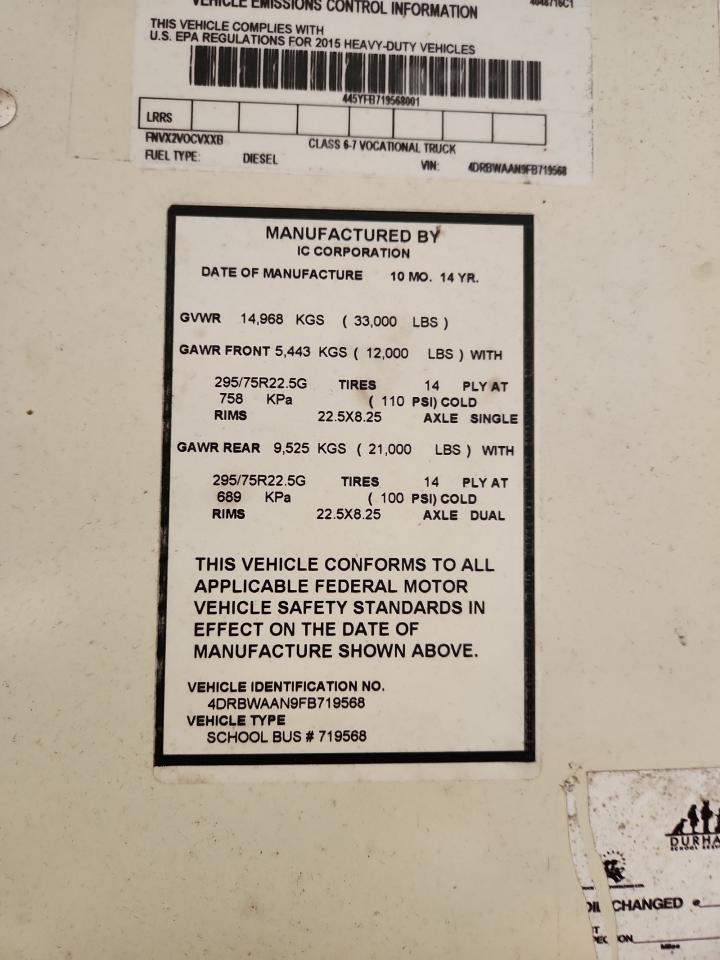 2015 Ic Re series VIN 4DRBWAAN9FB719568 photo 10
