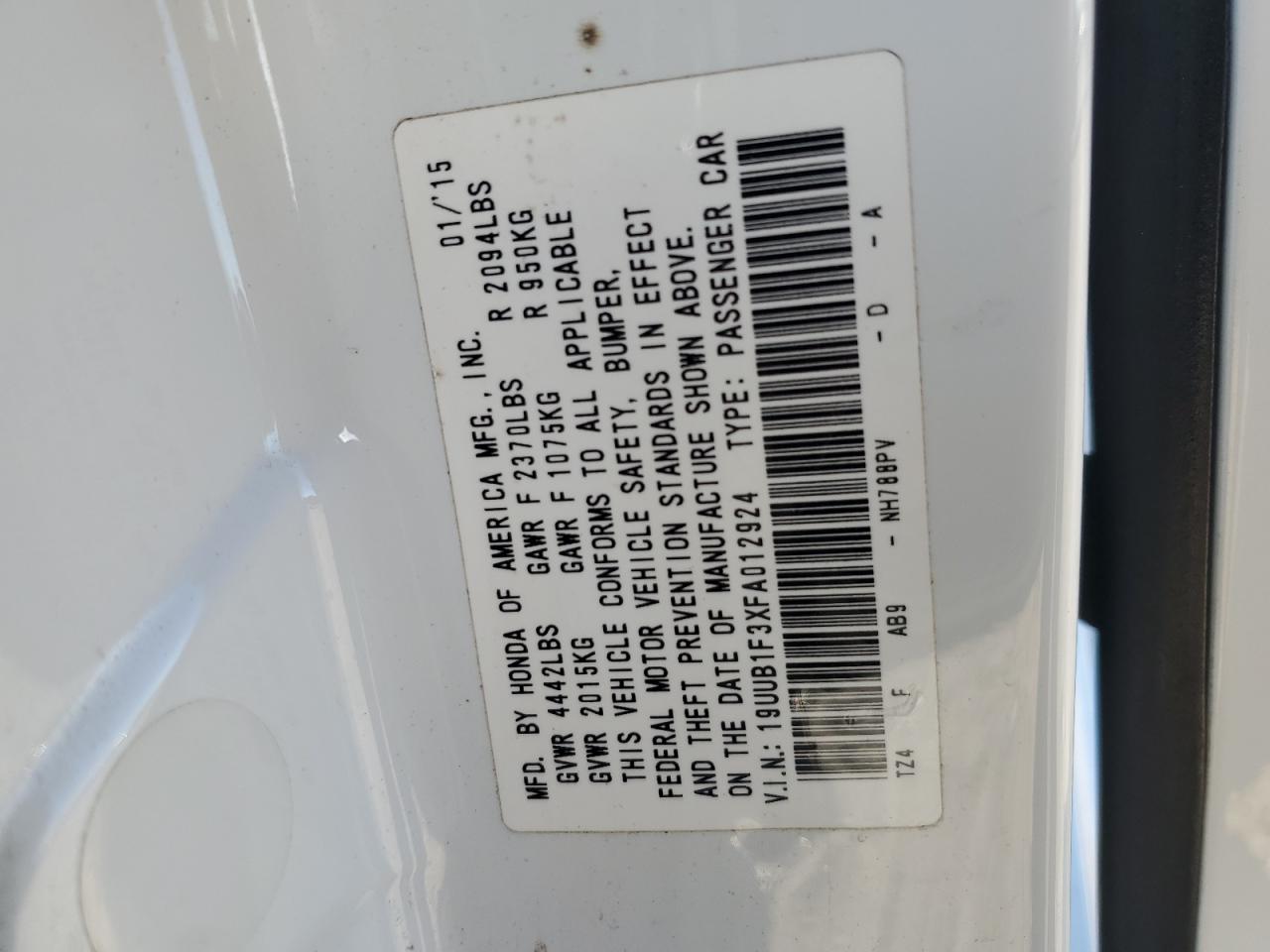 2015 Acura Tlx VIN 19UUB1F3XFA012924 photo 12