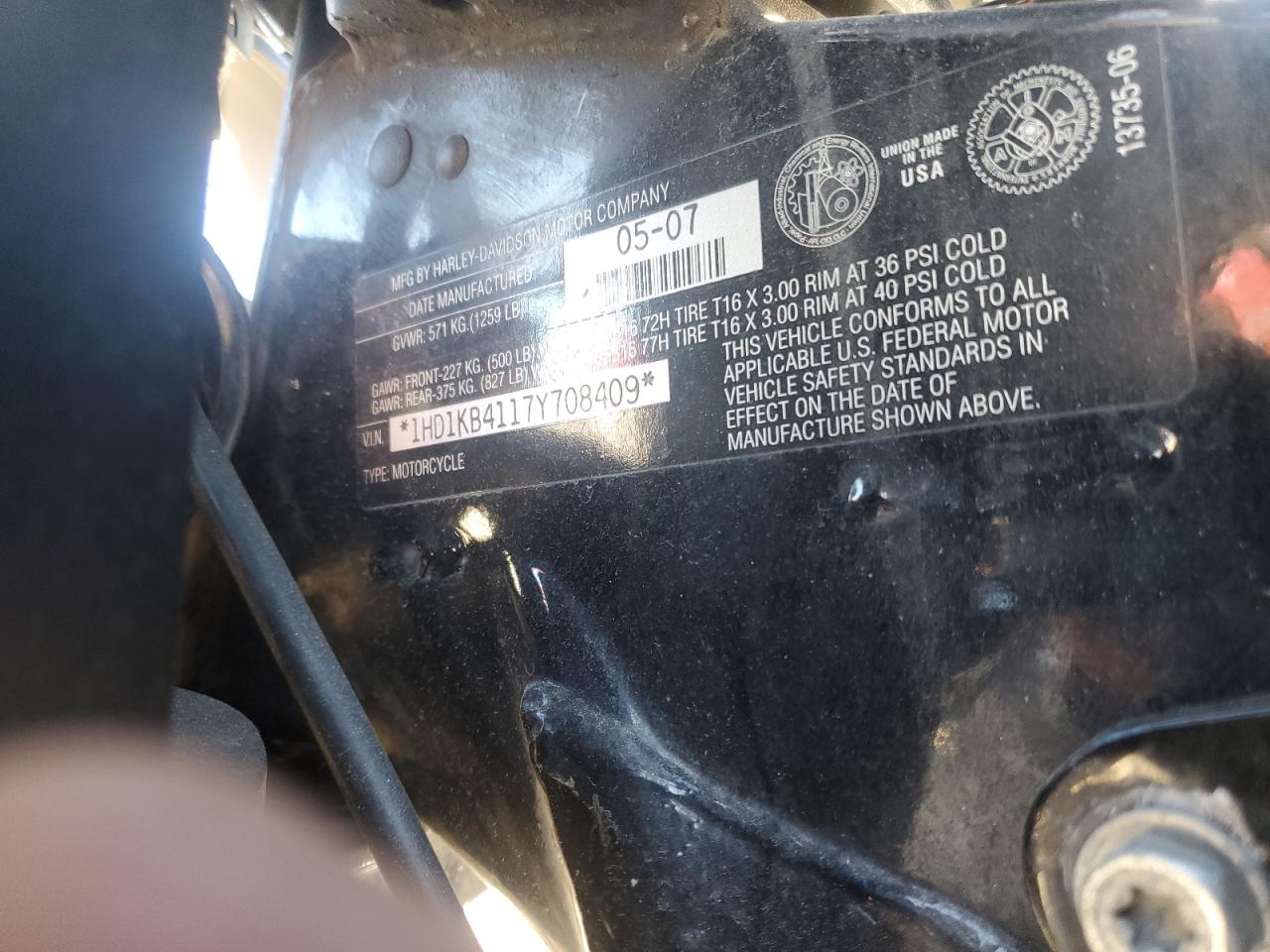 2007 HARLEY Fl VIN 1HD1KB4117Y708409 photo 9