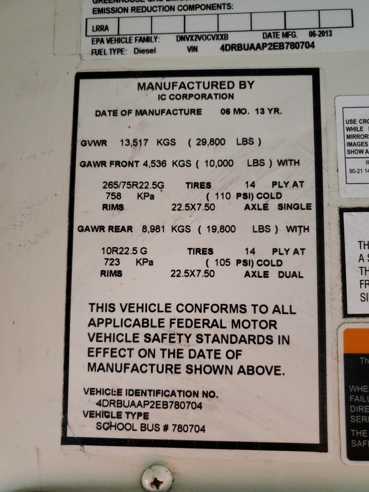 2014 Ic Ce series VIN 4DRBUAAP2EB780704 photo 10