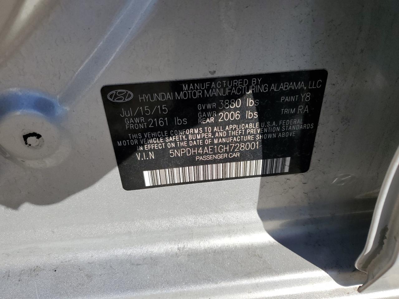 2016 Hyundai Elantra VIN 5NPDH4AE1GH728001 photo 12