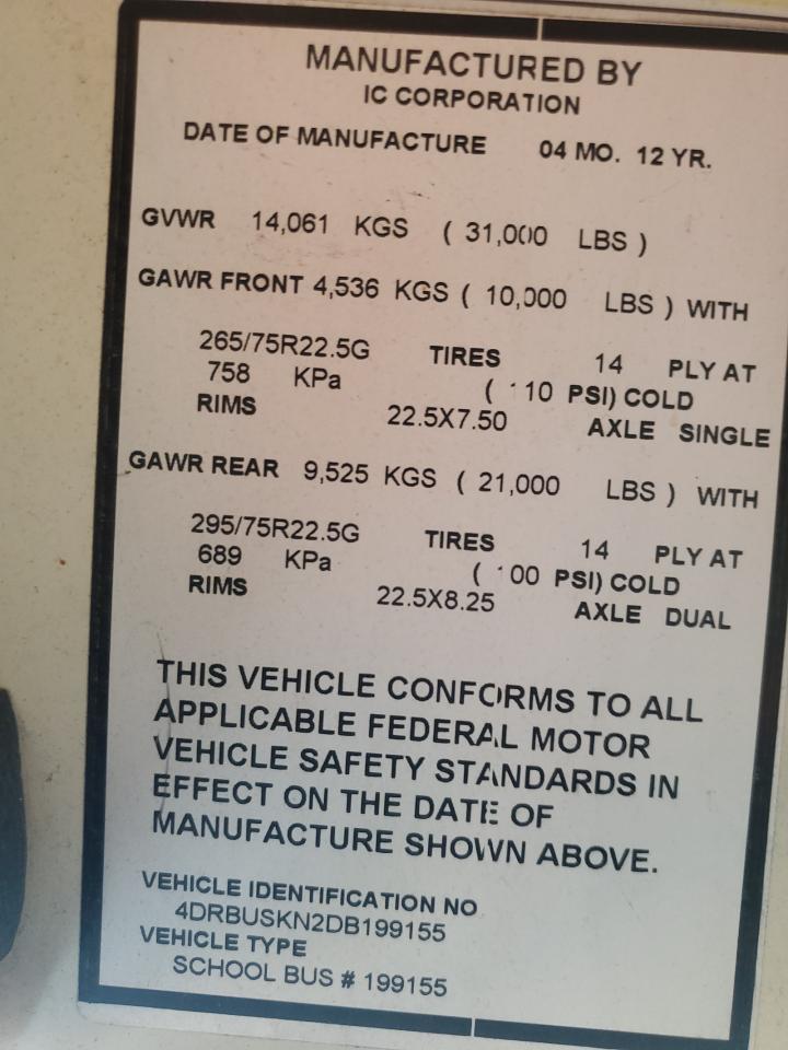 2013 Ic Ce series VIN 4DRBUSKN2DB199155 photo 10