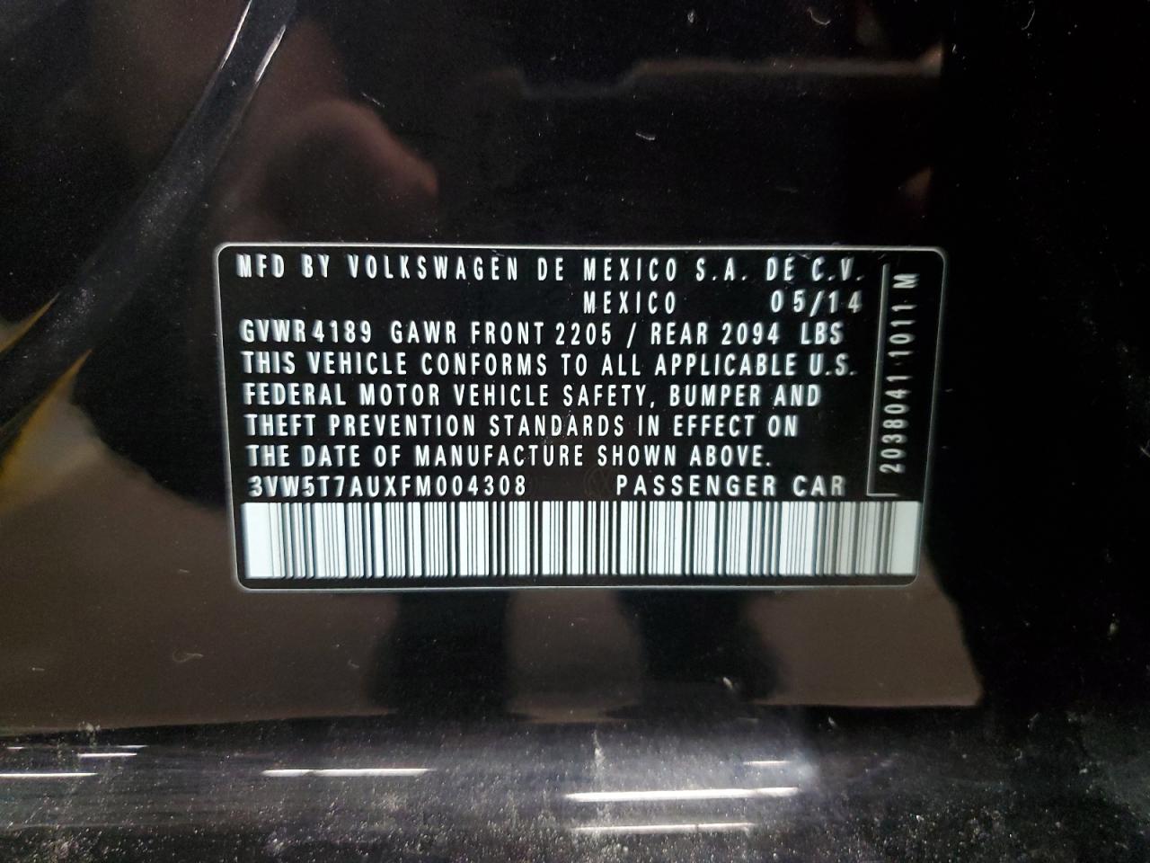2015 Volkswagen Gti VIN 3VW5T7AUXFM004308 photo 12