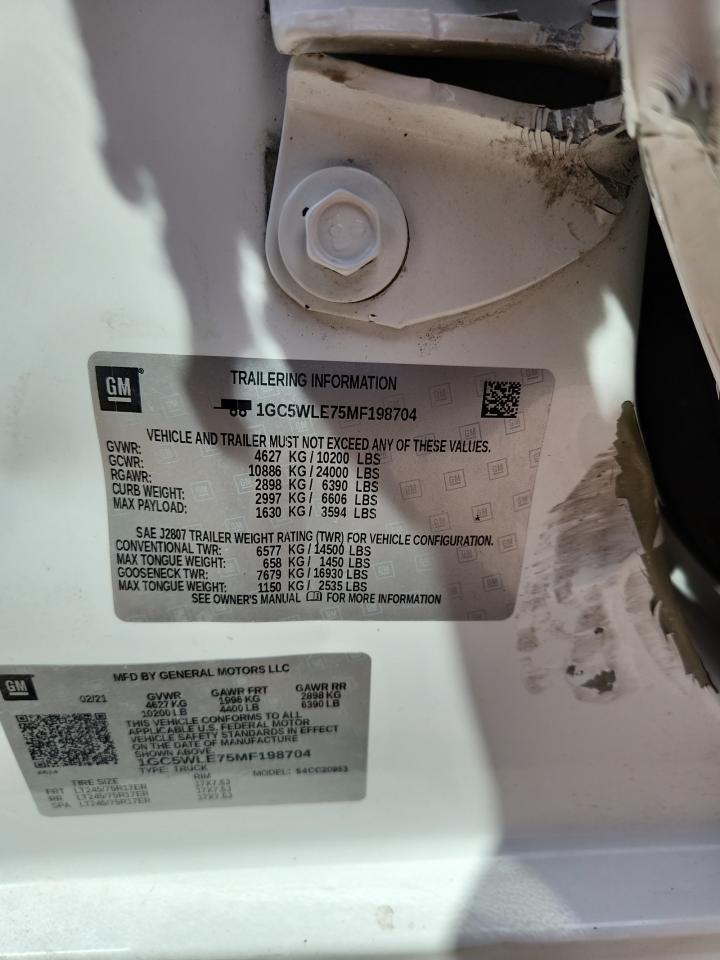 2021 Chev All models VIN 1GC5WLE75MF198704 photo 12
