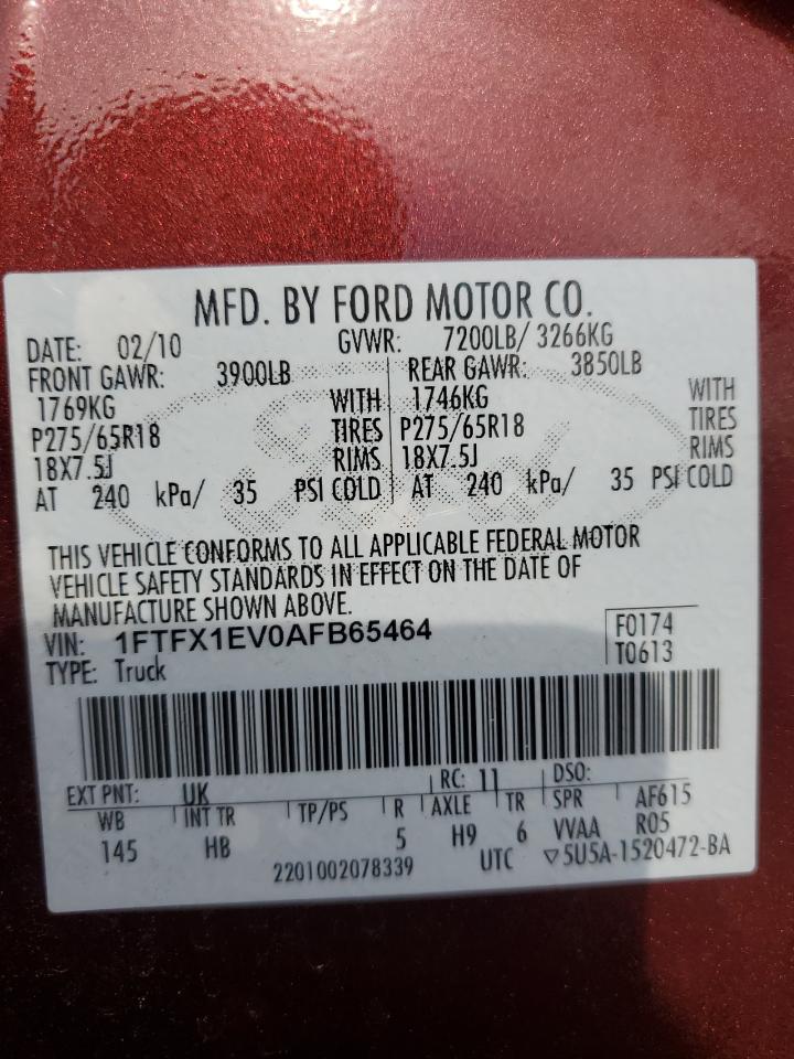 2010 Ford F150 VIN 1FTFX1EV0AFB65464 photo 12