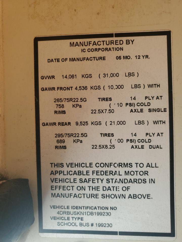 2013 Ic Ce series VIN 4DRBUSKN1DB199230 photo 10
