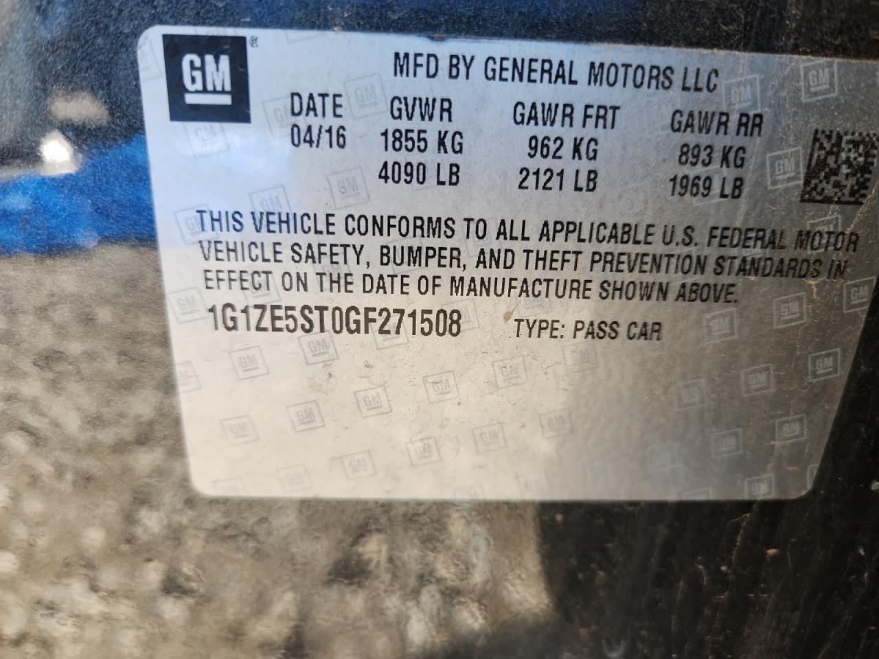 2016 CHEV Malibu VIN 1G1ZE5ST0GF271508 photo 12