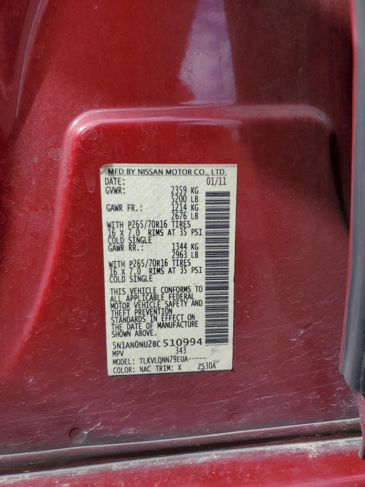 2011 NISS Xterra VIN 5N1AN0NU2BC510994 photo 12