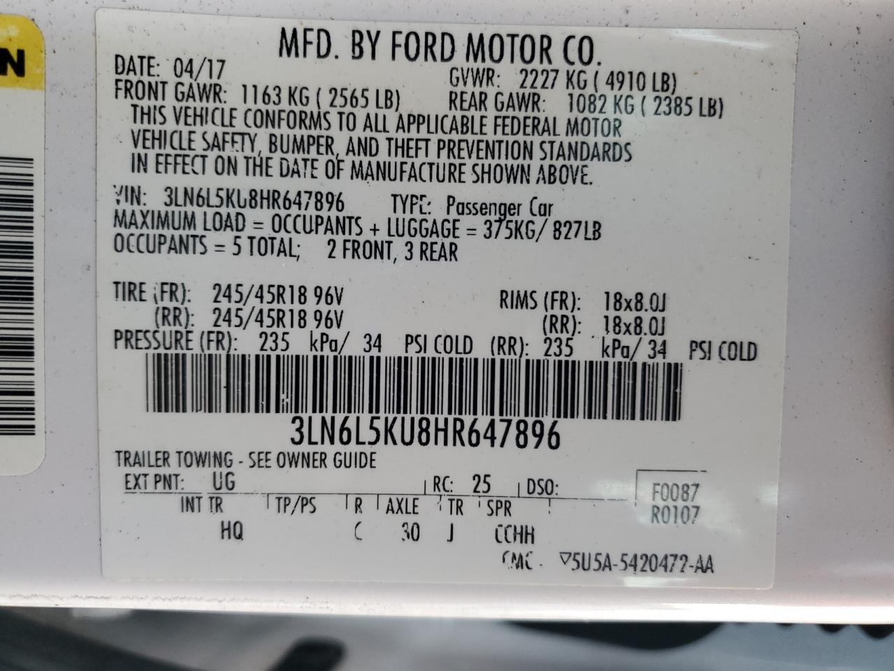 2017 Lincoln Mkz VIN 3LN6L5KU8HR647896 photo 12