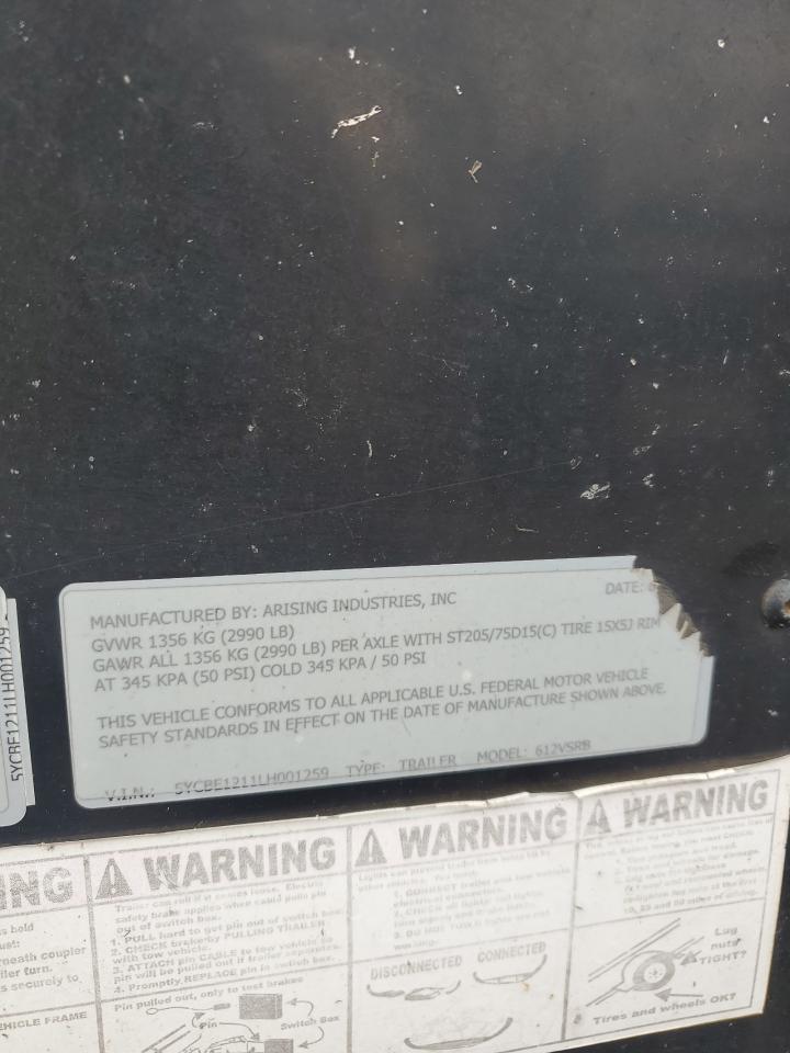 2020 ARISING Trailer VIN 5YCBE1211LH001259 photo 10