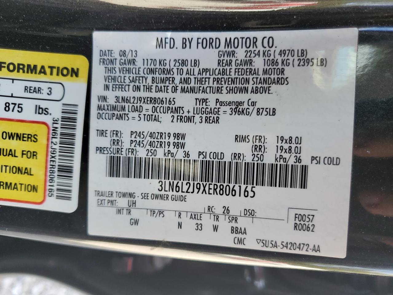 2014 LINCOLN Mkz VIN 3LN6L2J9XER806165 photo 12
