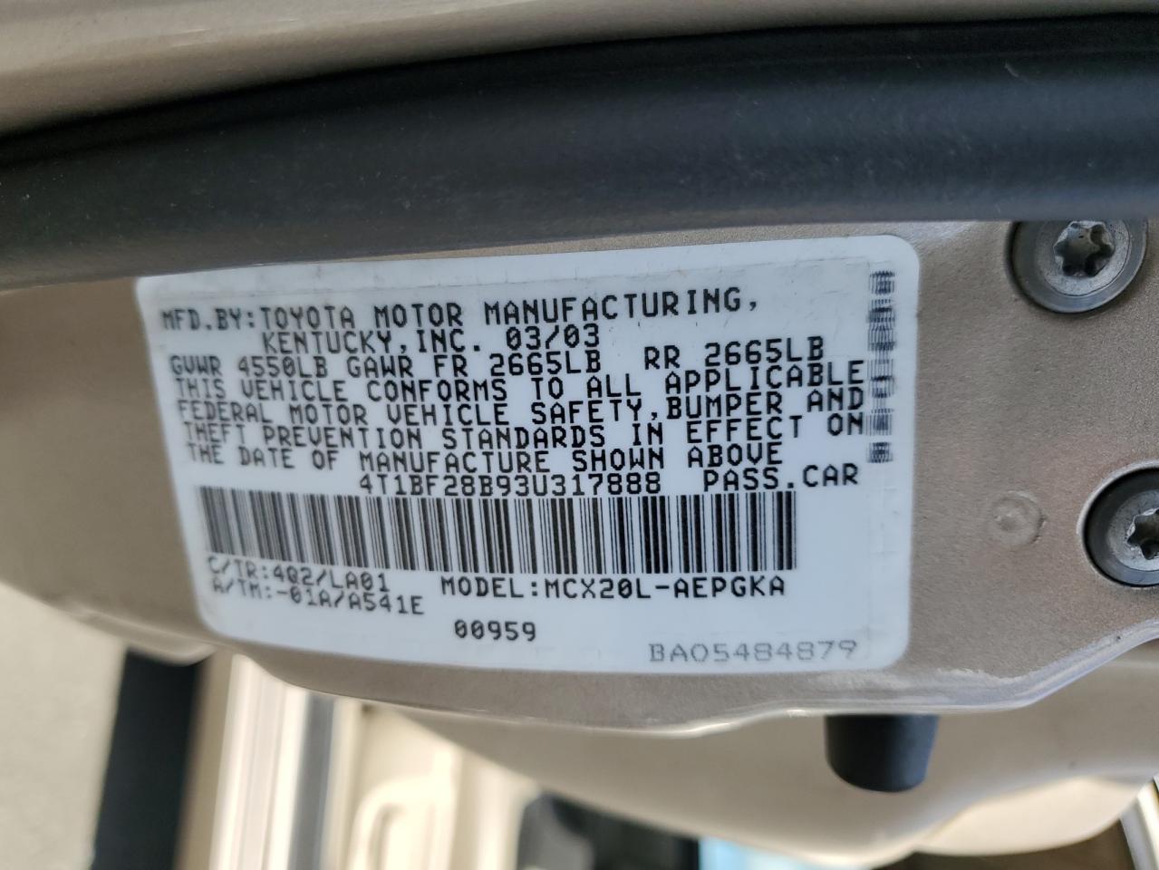 2003 Toyota Avalon VIN 4T1BF28B93U317888 photo 12