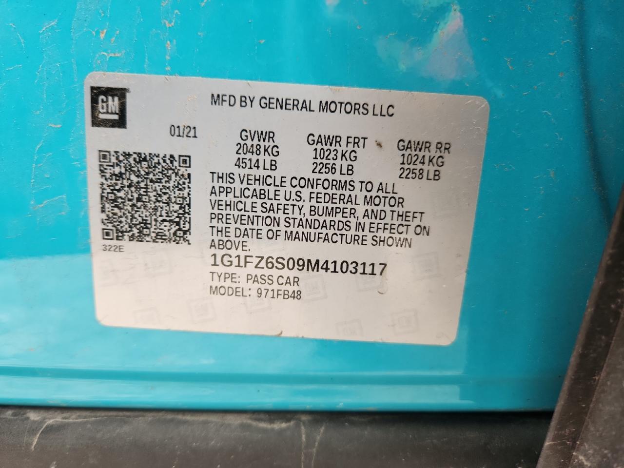 2021 CHEVROLET Bolt VIN 1G1FZ6S09M4103117 photo 12