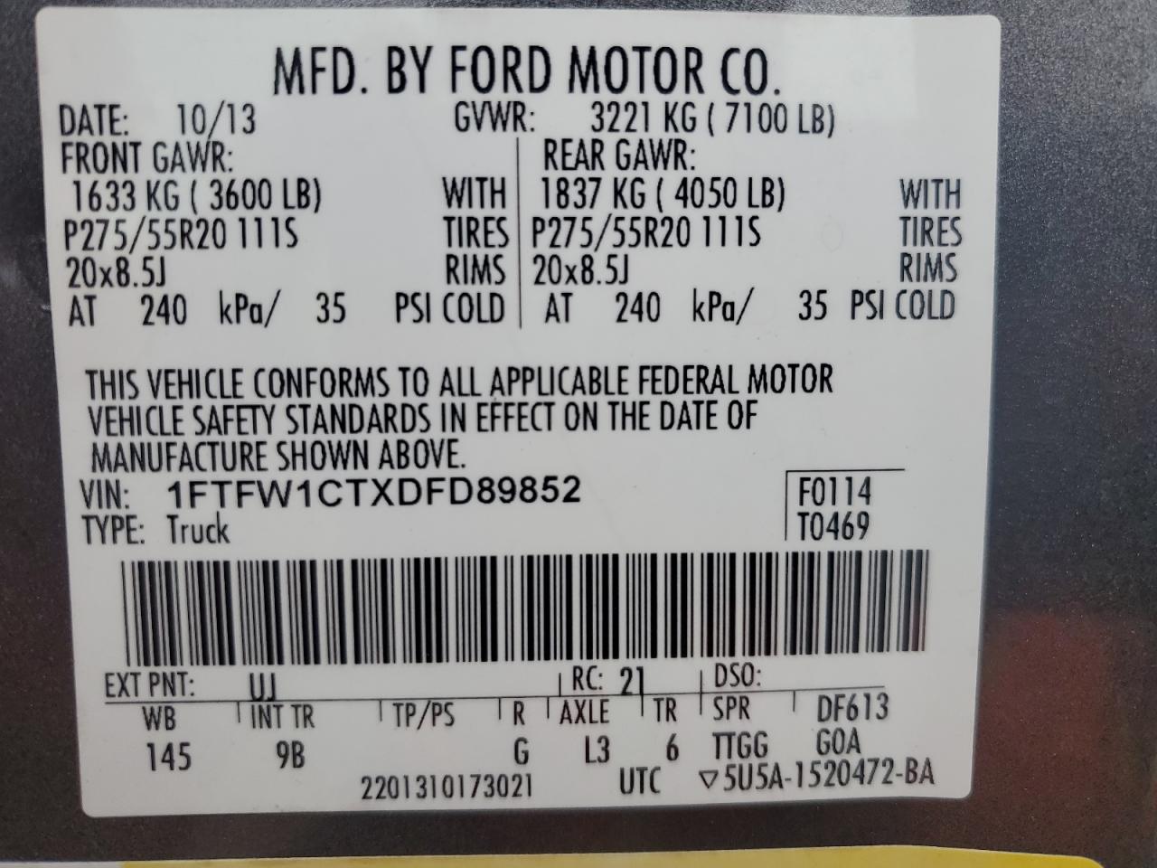 2013 FORD F150 super VIN 1FTFW1CTXDFD89852 photo 12