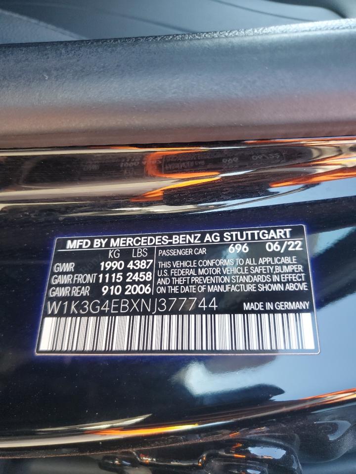 2022 Mercedes-Benz A-class VIN W1K3G4EBXNJ377744 photo 12