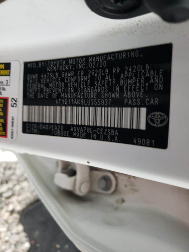 2020 TOYOTA Camry VIN 4T1G11AK9LU355937 photo 12