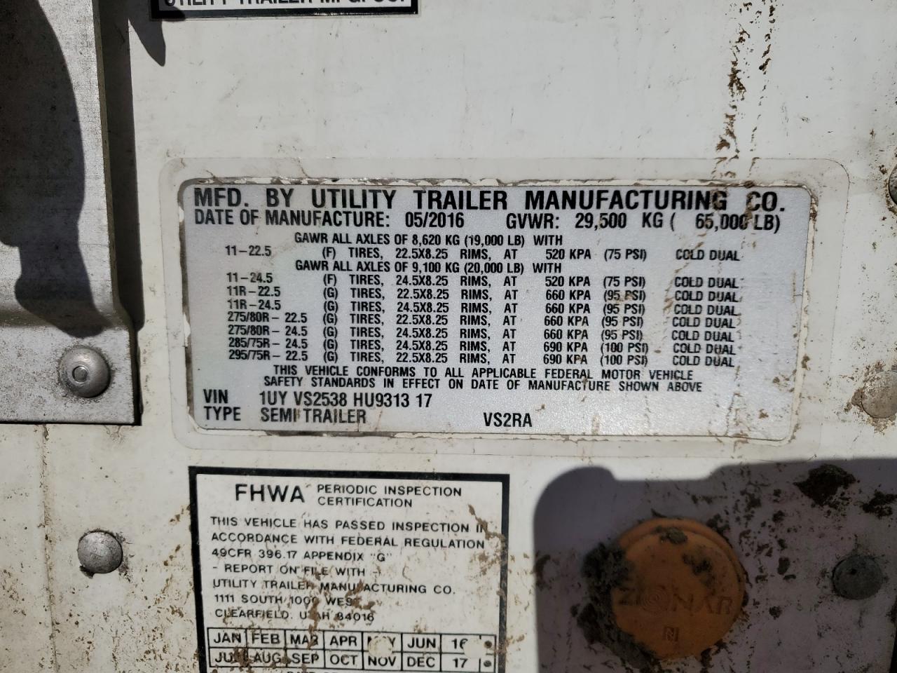 2017 Utility Reefer VIN 1UYVS2538HU931317 photo 10