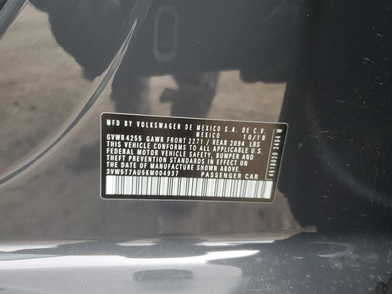 2019 VOLKSWAGEN Gti VIN 3VW5T7AU5KM004937 photo 12