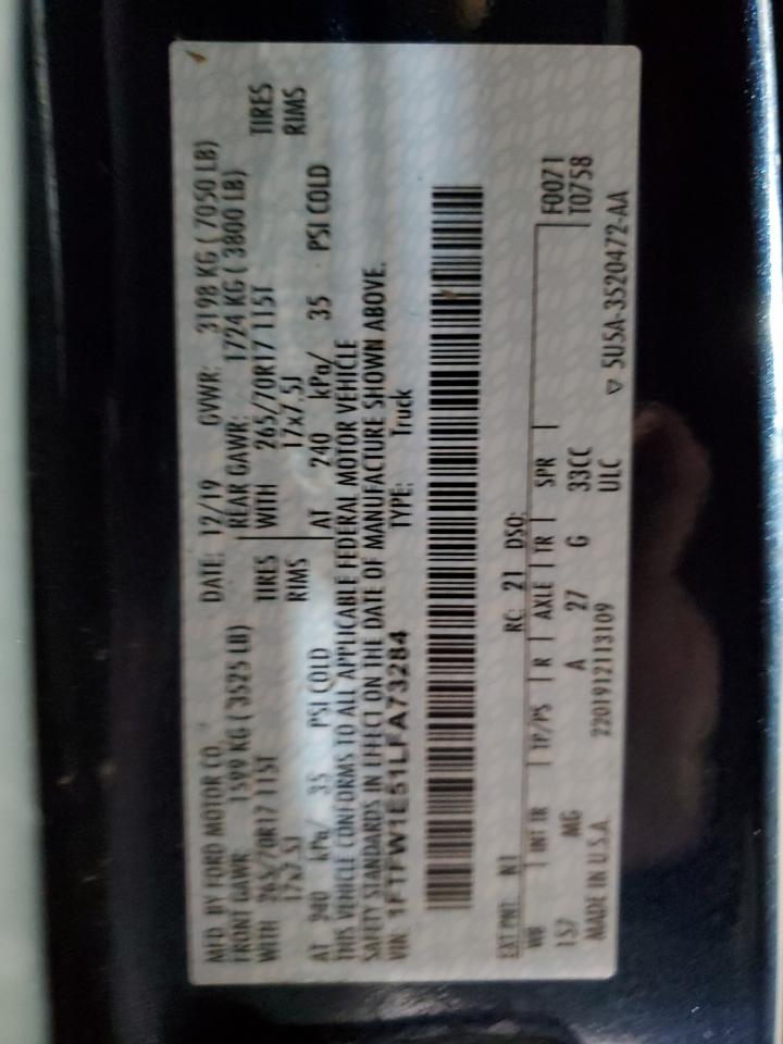 2020 FORD F-150 VIN 1FTFW1E51LFA73284 photo 12