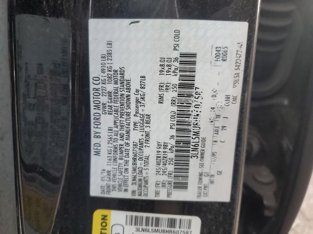 2017 Lincoln Mkz VIN 3LN6L5MU8HR607587 photo 12