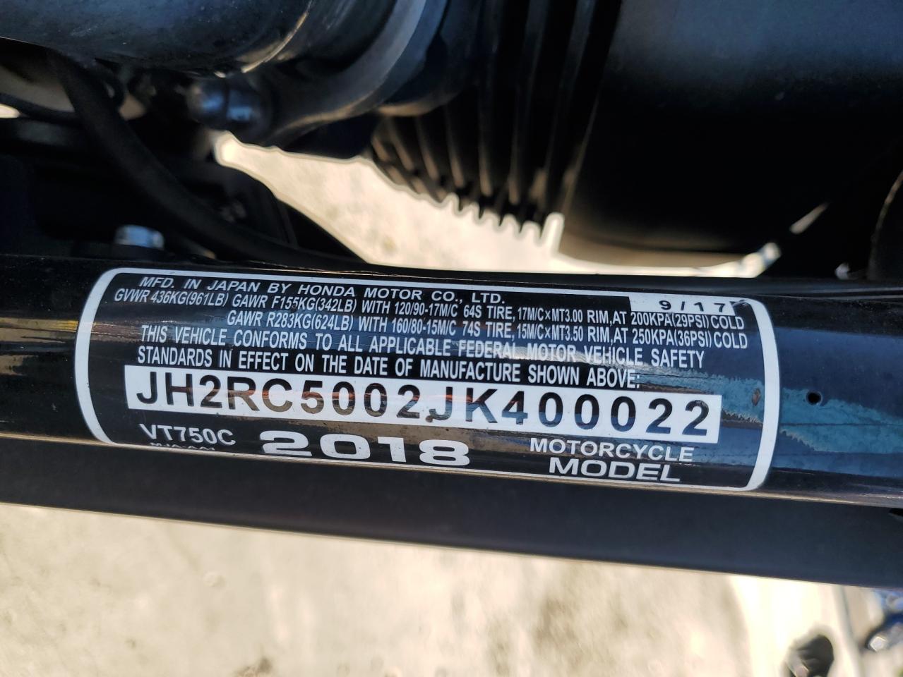 2018 Honda Vt cycle VIN JH2RC5002JK400022 photo 9