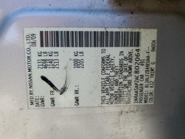 2010 Niss Maxima VIN 1N4AA5AP2AC802064 photo 12
