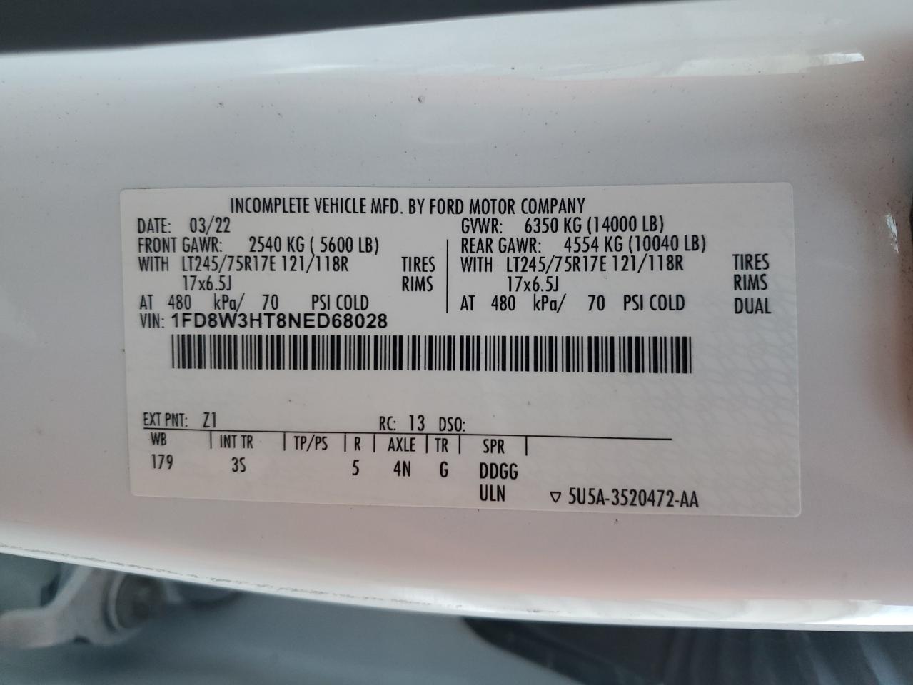 2022 Ford All models VIN 1FD8W3HT8NED68028 photo 12