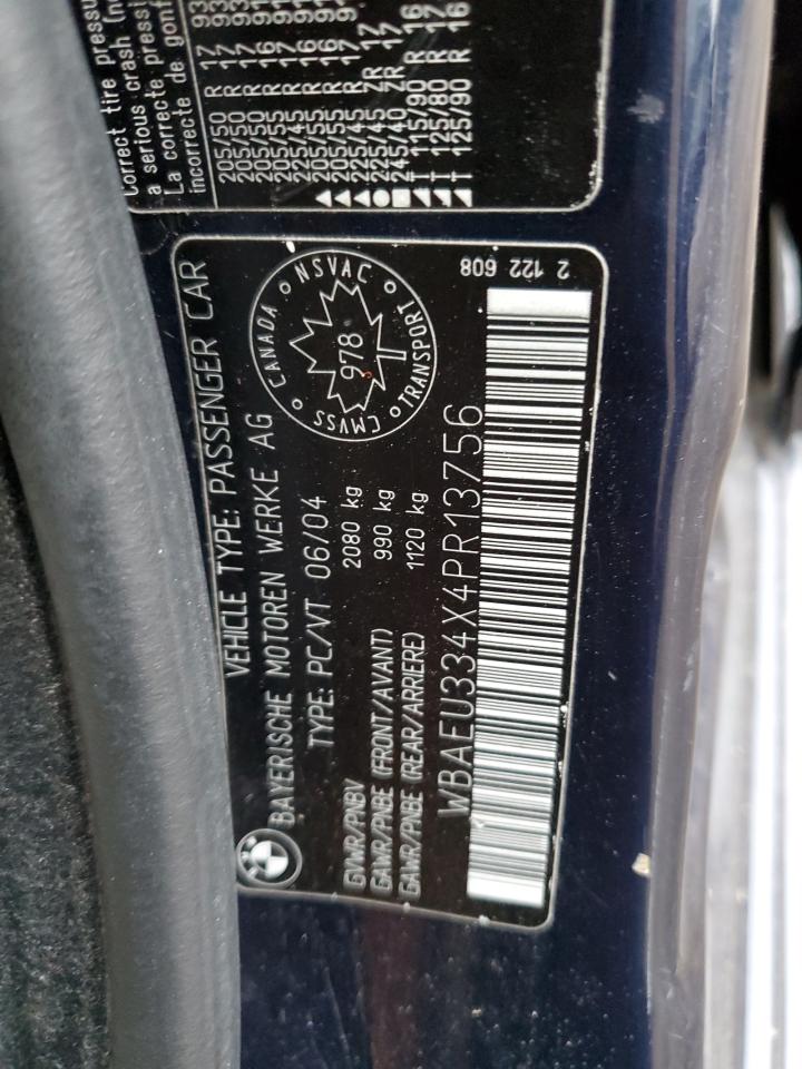 2004 BMW 3 series VIN WBAEU334X4PR13756 photo 12