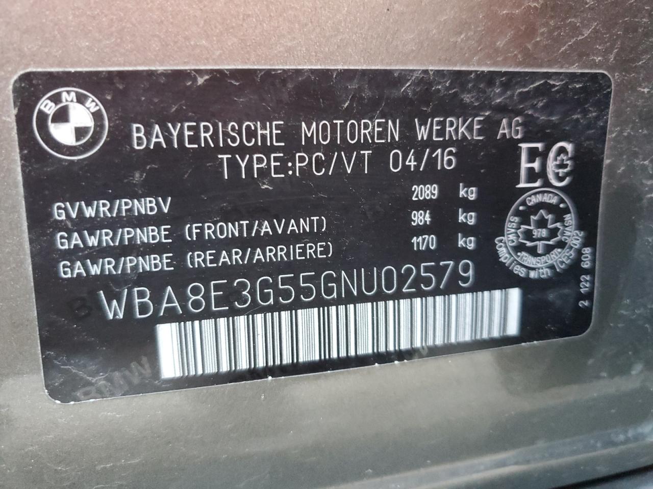 2016 BMW 3 series VIN WBA8E3G55GNU02579 photo 12