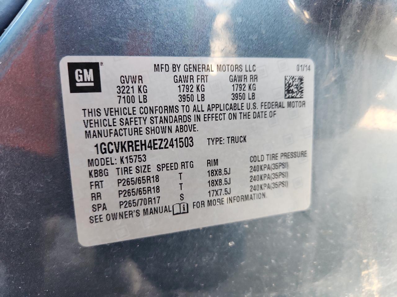 2014 Chevrolet All models VIN 1GCVKREH4EZ241503 photo 12