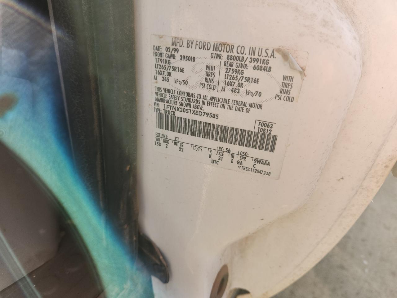 1999 Ford F250 VIN 1FTNX20S1XED79585 photo 12