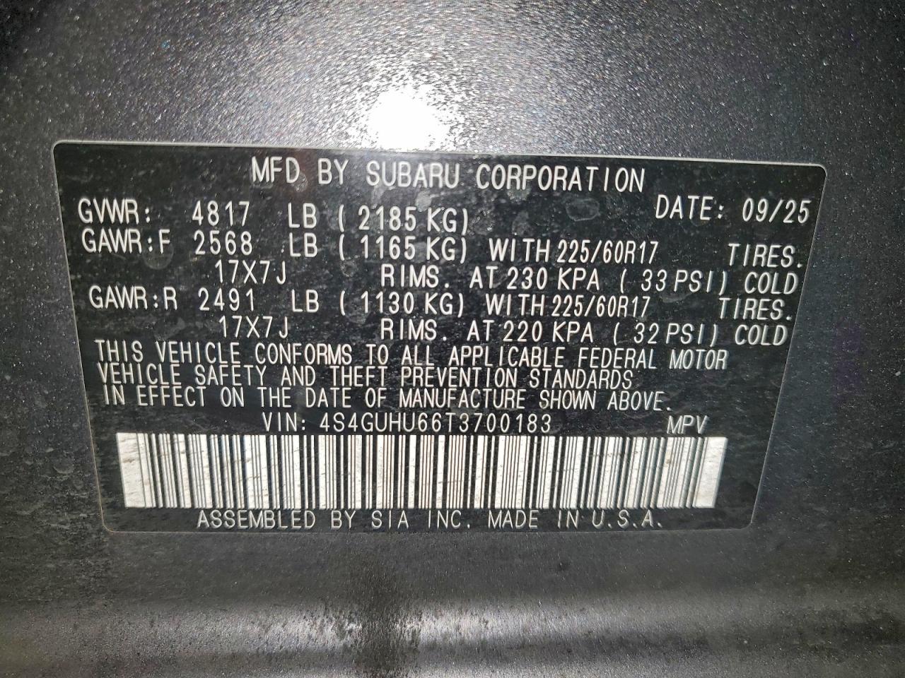 2026 SUBARU Crosstrek VIN 4S4GUHU66T3700183 photo 12